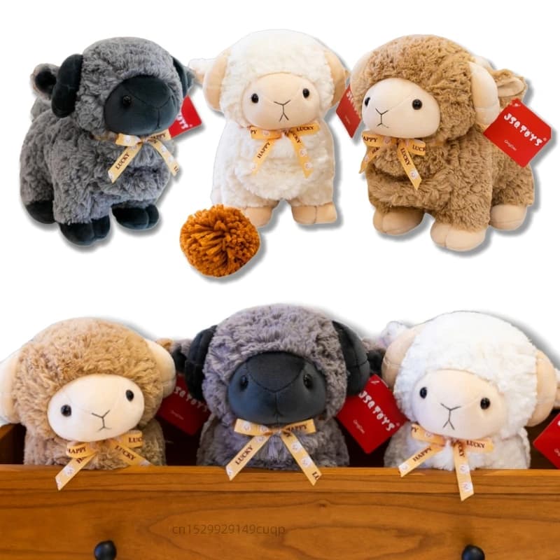 23 centimetri Del Fumetto Sveglio Riccio Pecora Peluche Bambola Cuscino Marrone Bianco Grigio Argali Animale Farcito Giocattolo Decorazione Della Casa Regalo Per I Bambini