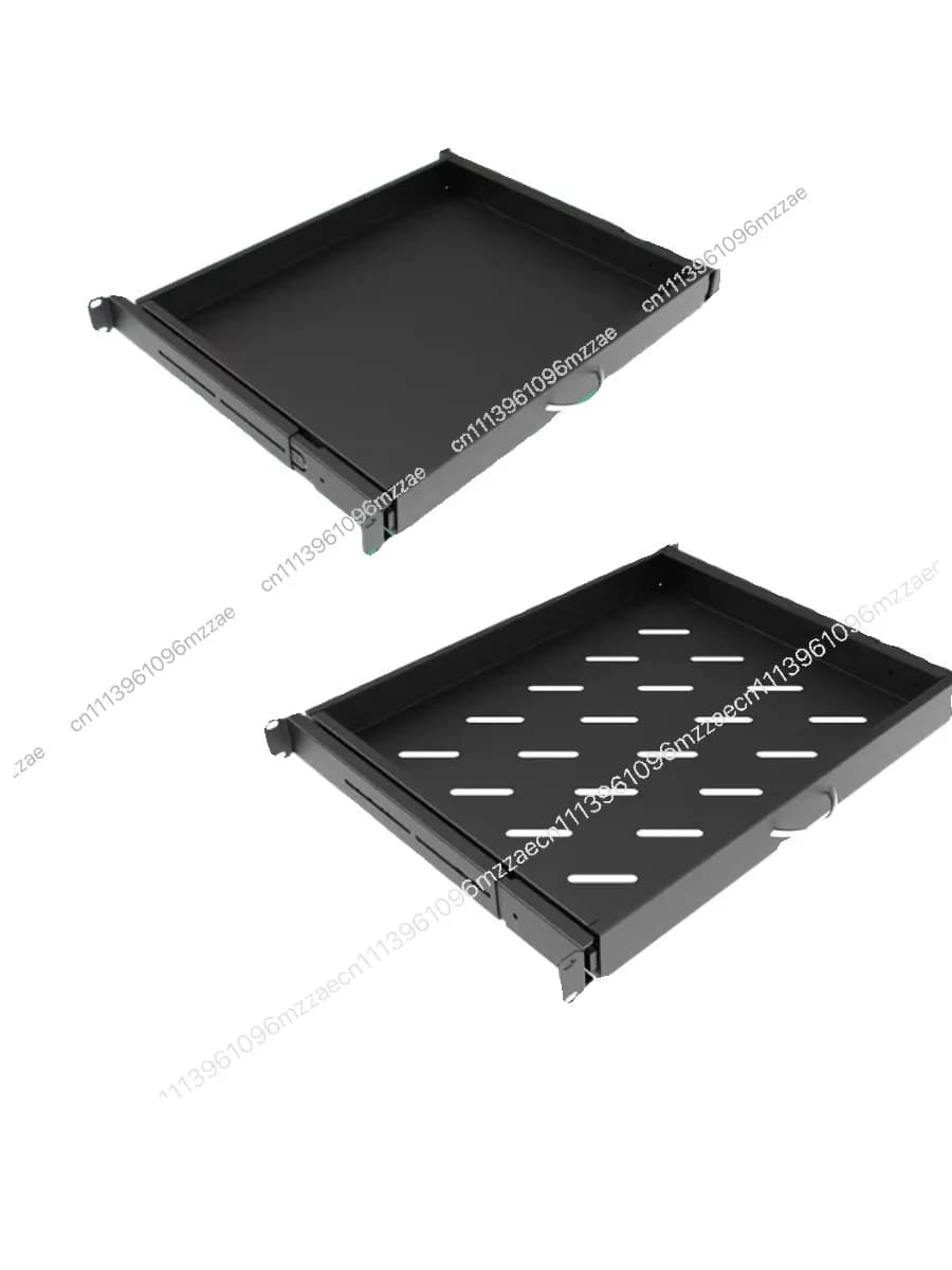 Cassetto Telescopico Scorrevole da 19 Pollici per Armadio, Vassoio Laminato per Tastiera e Mouse, Rack di Archiviazione 1U con Divisorio Estensibile