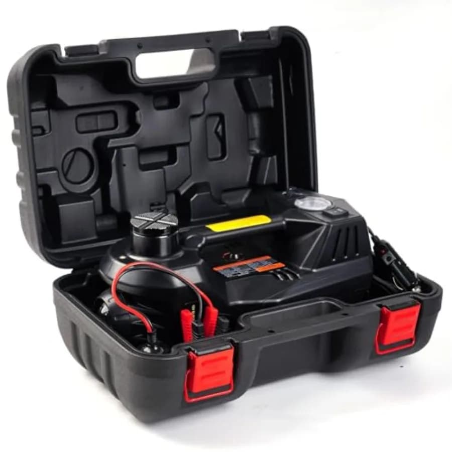 Martinetto Elettrico per Auto 5 Tonnellate 12V con Pompa Gonfiabile, Sollevatore Idraulico Portatile per Auto, SUV, Berlina, MPV, Cambio Pneumatici