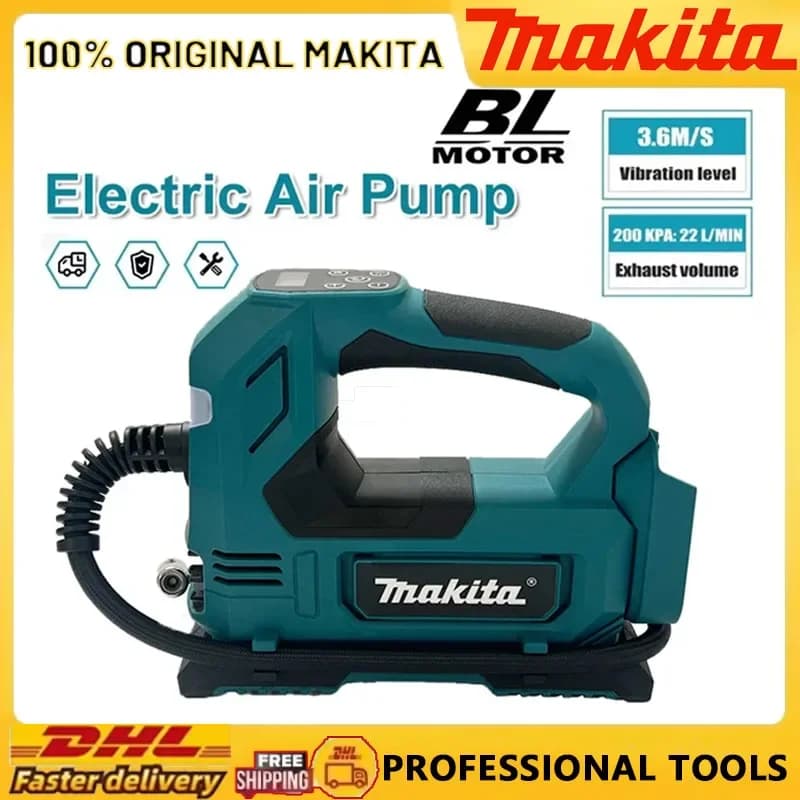 Makita Gonfiatore per pneumatici portatile senza fili Batteria da 18 V Pompa di aria elettrica Compressore d'aria portatile per pneumatici per biciclette per auto Palla