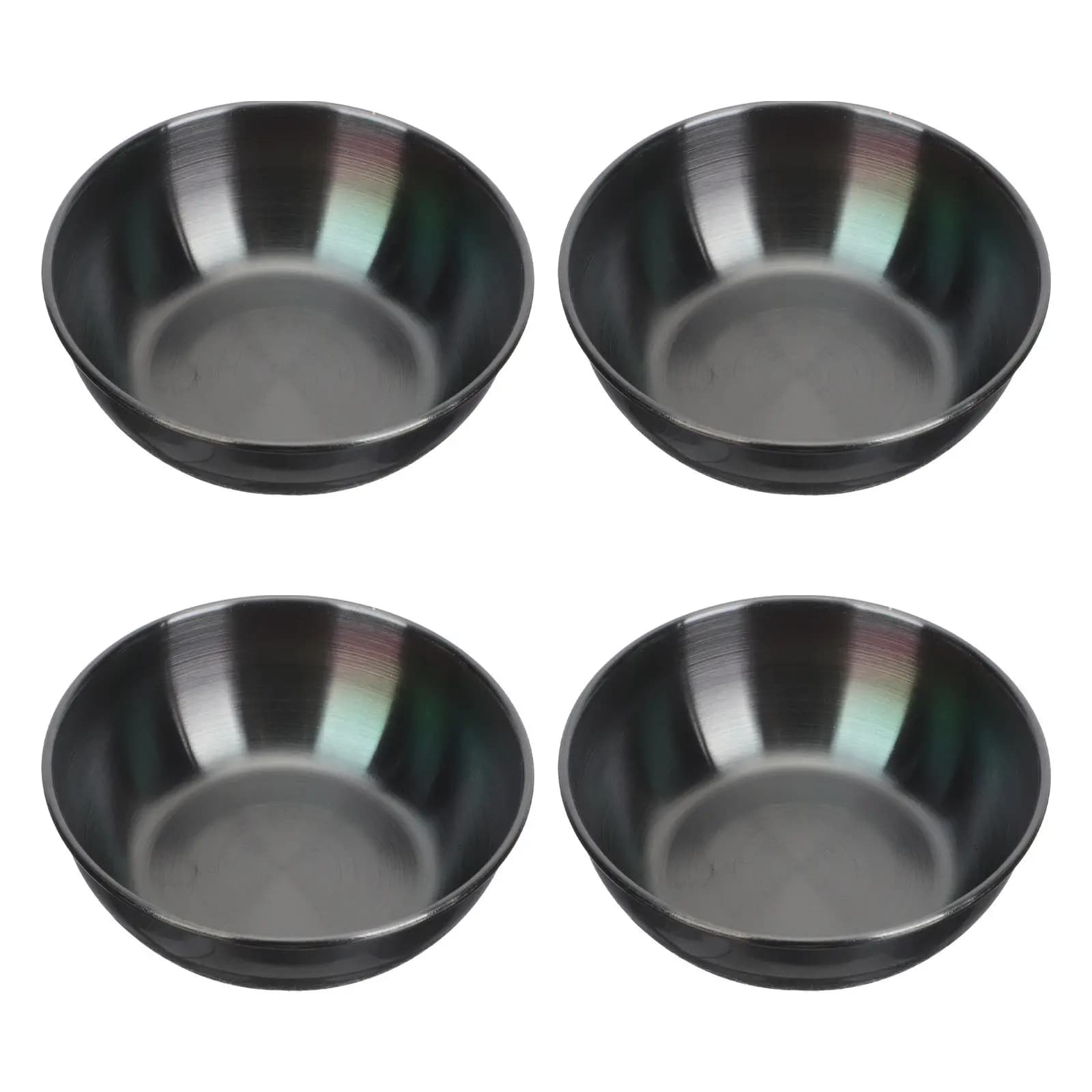 Set di 4 Piattini in Acciaio Inox per Salse, Condimenti, Salsa di Soia, Aceto, Sale, Zucchero, Spezie, Antipasti, per Casa