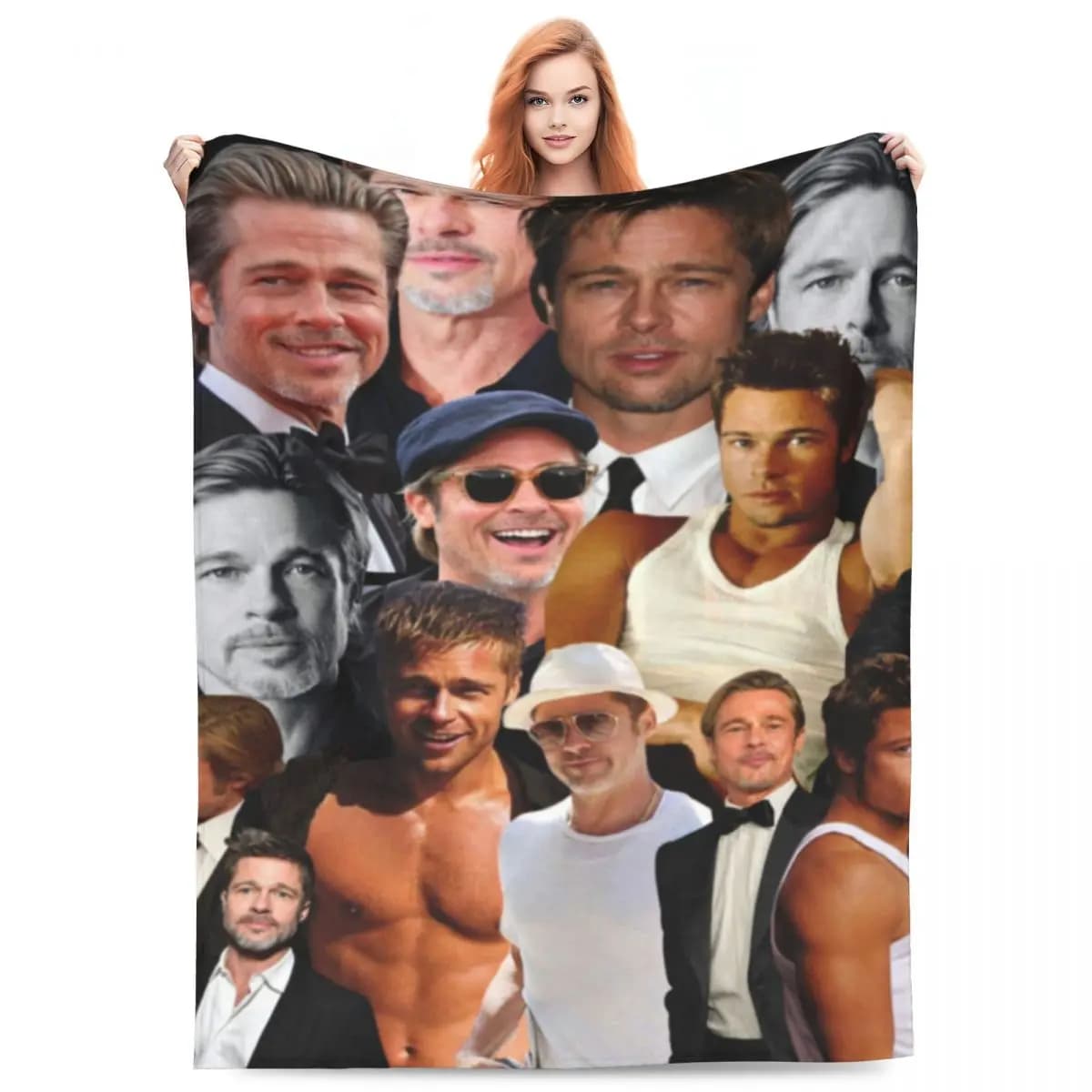 B-Brad Pitts foto coperta attore Picnic flanella coperta da tiro caldo morbido all'aperto personalizzato copriletto regalo