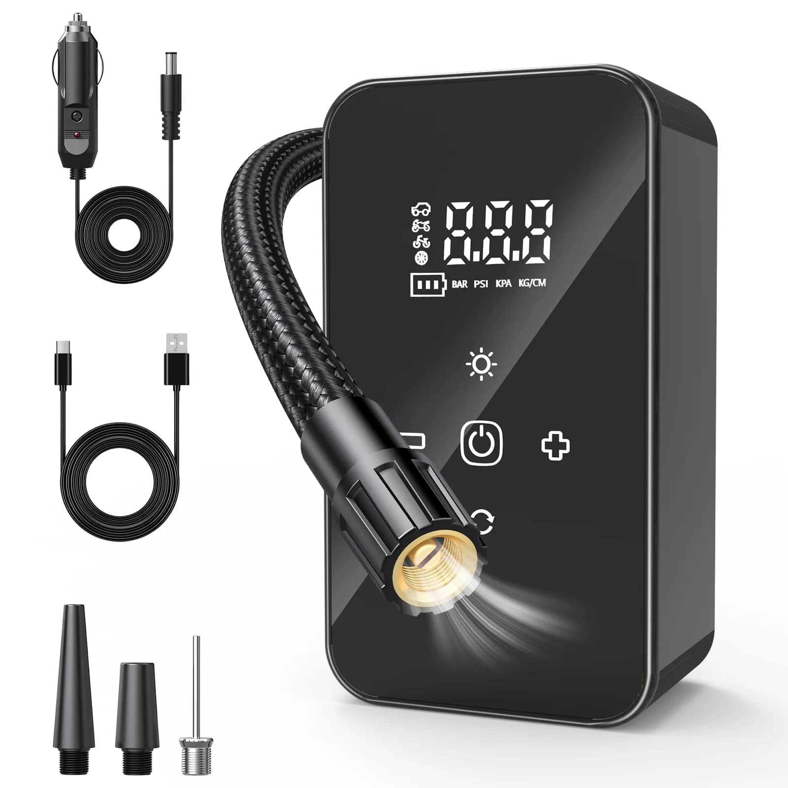 Pompa d'Aria per Auto Senza Fili 140 PSI, Pompa Elettrica per Biciclette, Moto, Palloni e Altro
