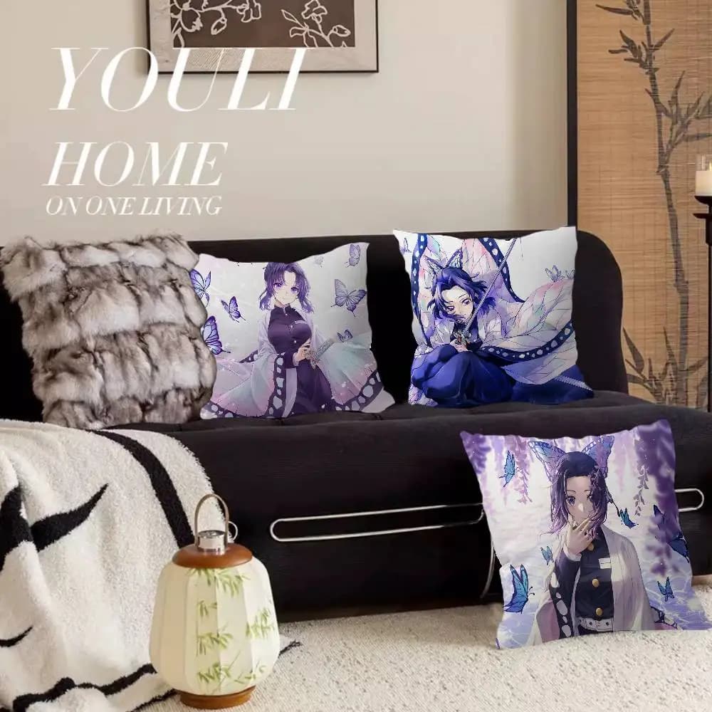 Anime Demon Slayer Kochou Shinobu Pillow Gifts Home Office Furnishings Bedroom Sofa Car Cushion Cover Case 45x45cm