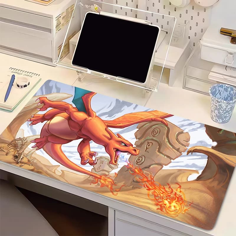 Tappetino per mouse in gomma naturale Pokemon Charizard XXL Accessori per giochi per computer PC Tappetino per mouse Tappetino per tastiera Tappetino per scrivania Tappetino per tavolo