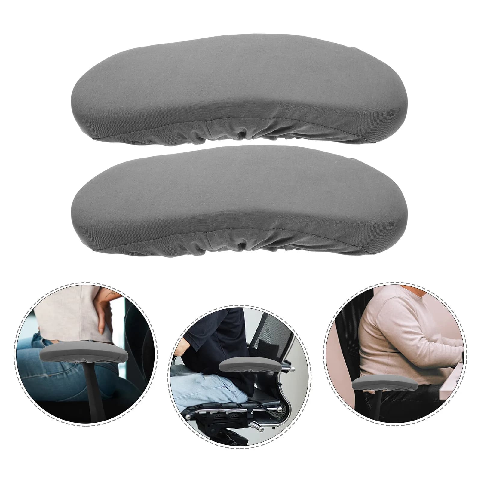 Coppia di Cuscinetti per Braccioli di Sedie da Ufficio in Memory Foam, 10.41 X 3.93 X 1.38 Pollici, Grigio, Adattabili Universalmente per Sedie da Scrivania e Gaming Ergonomiche