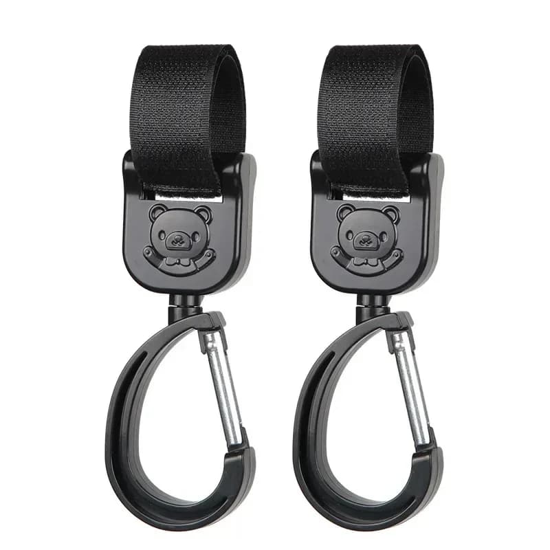 Ganci per passeggino per borsa per pannolini, confezione da 2/4 - 360 ° Gancio girevole per mamma Clip per carrozzina per bambini Gancio per moschettone resistente per zaino