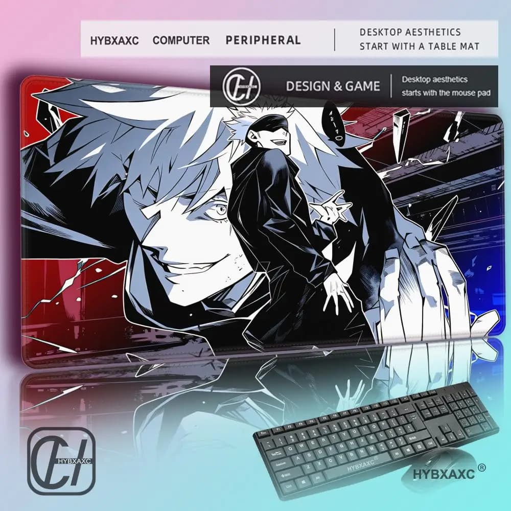 Grande Tappetino per Mouse da Gaming J-ujutsu Kaisen Gojo Satoru, Mousepad con Bordo Bloccato, Tappetino Spesso per Tastiera e Scrivania, Antiscivolo in Gomma