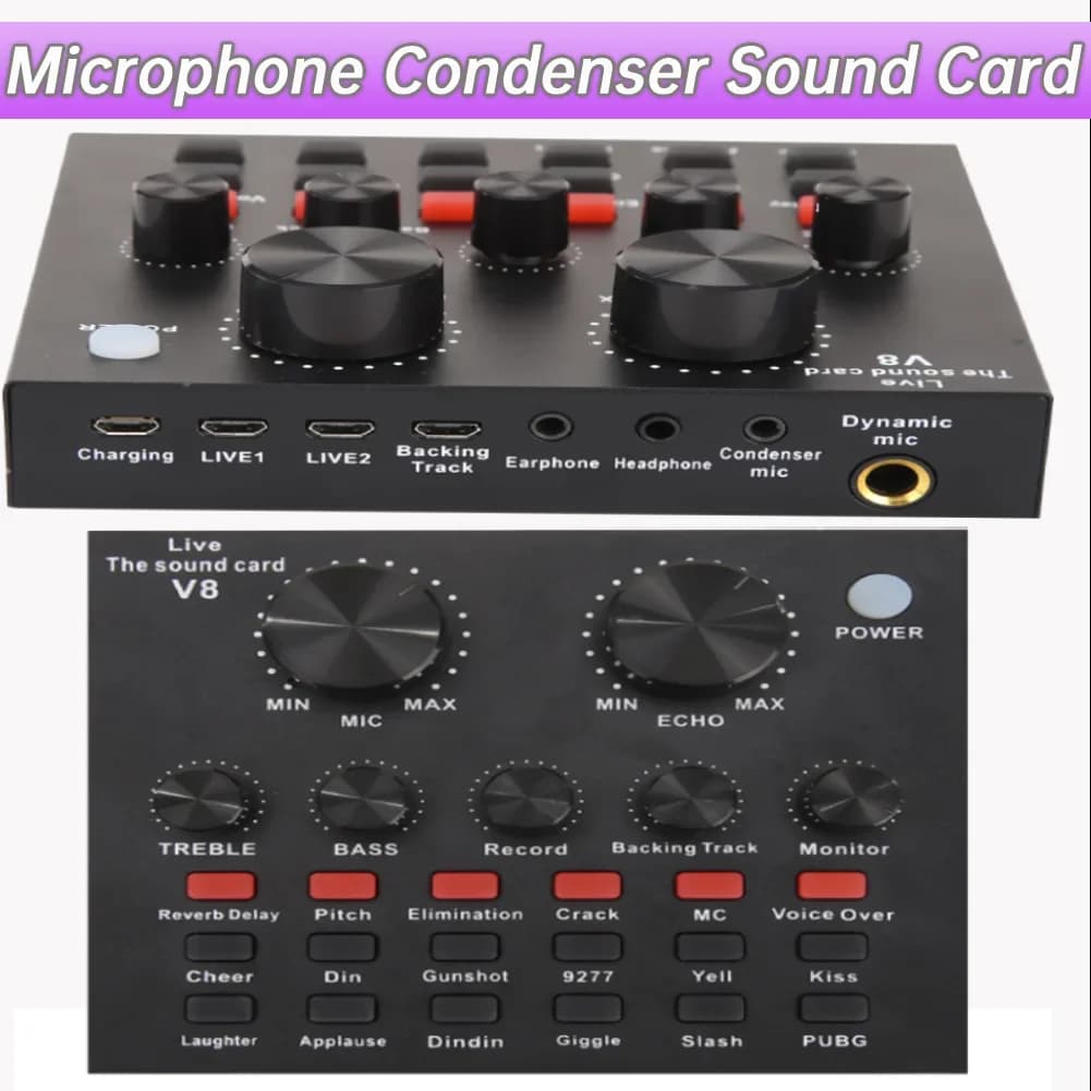 Microfono Professionale a Condensatore con Scheda Audio USB e Cuffie per Registrazione di Chitarra Elettrica, Studio e Mixer Audio