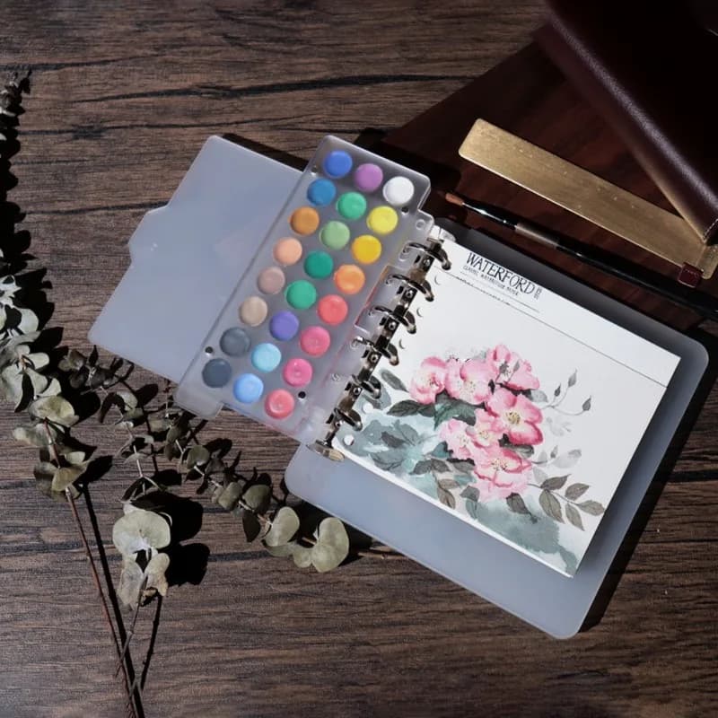Semi-transparent Frosted Acrylic Six Hole Loose Leaf Book Palette Box Set Art Painting Tools Outdoor Sketching Art Supplies