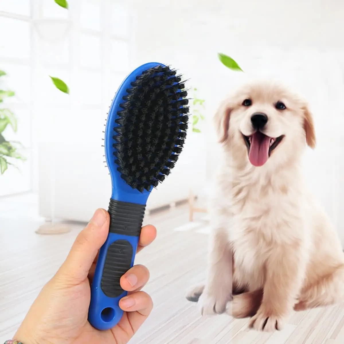 Spazzola districante bifacciale in PET per gatti e cani a pelo lungo, efficace strumento per la rimozione dei peli per animali domestici da interno