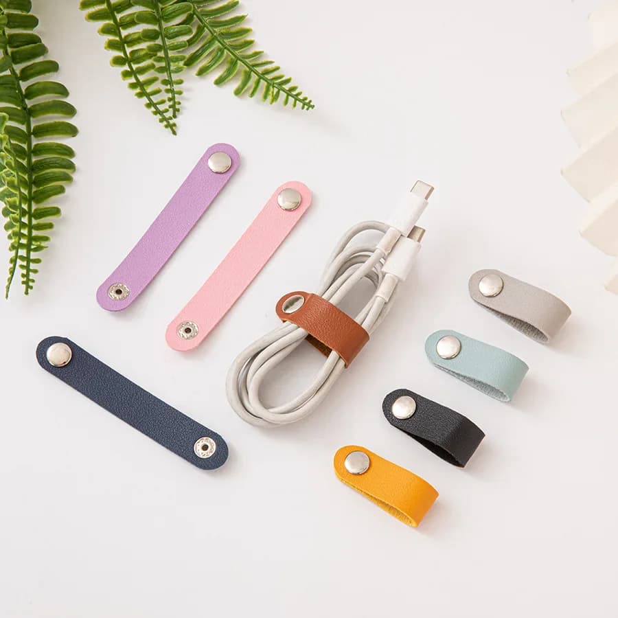 Fascette in Pelle per Cavi, Organizzatori per Cavi USB e Auricolari, Supporti per Gestione Cavi