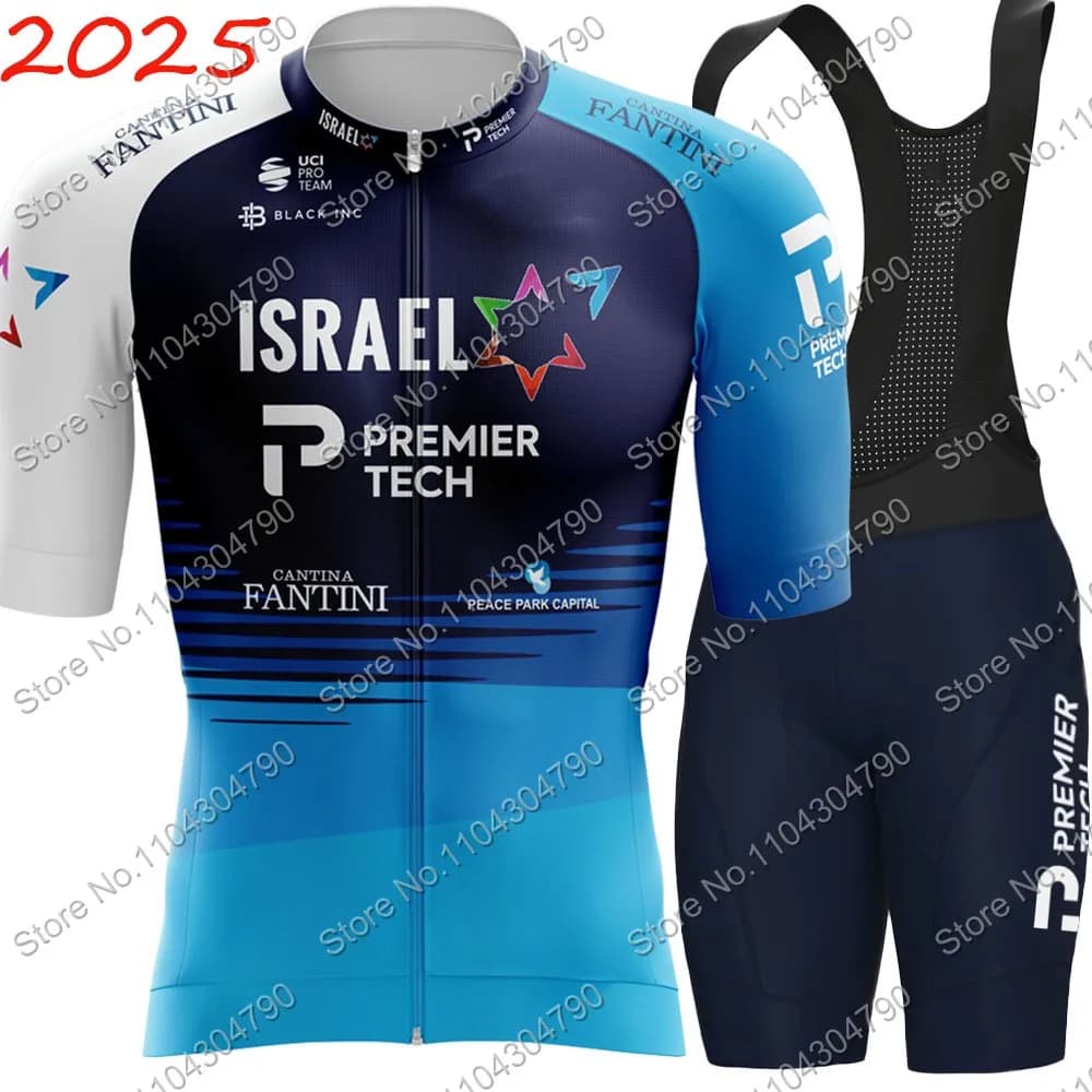 Team 2025 cycling jersey, Israel, short sleeves, men's set, IPT cycling clothing, summer road bike shirts, cycling suit, MTB straps