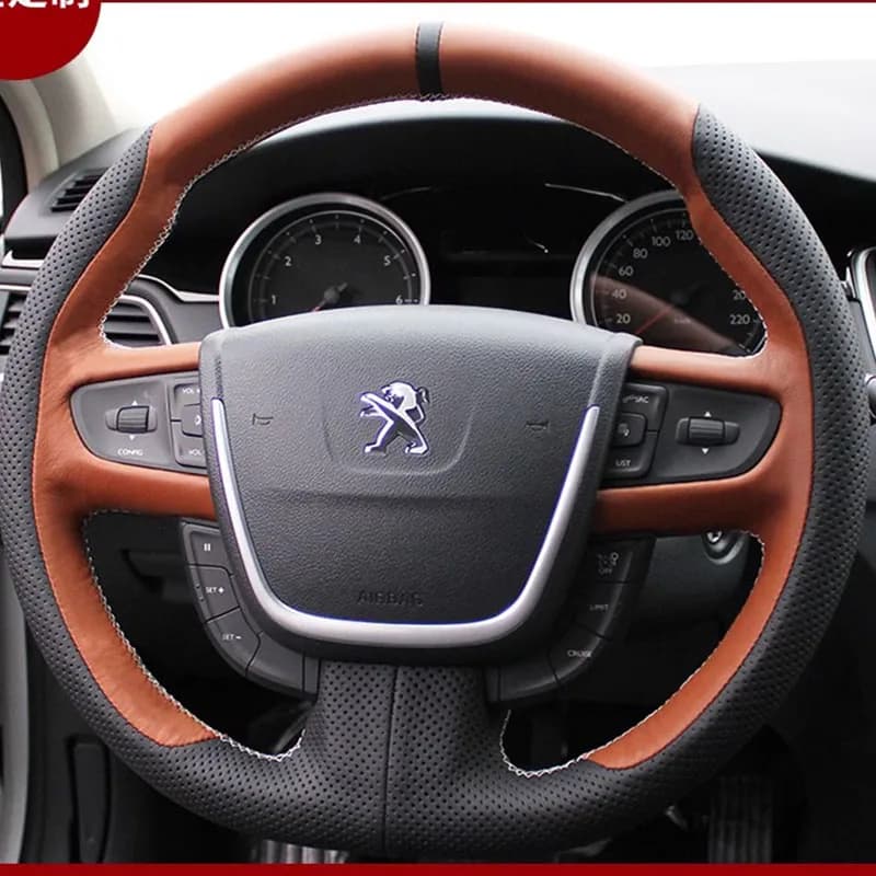 Coprivolante sportivo in vera pelle cucito a mano, antiscivolo, per Peugeot 508 2011-2018 508 SW 2011-2018