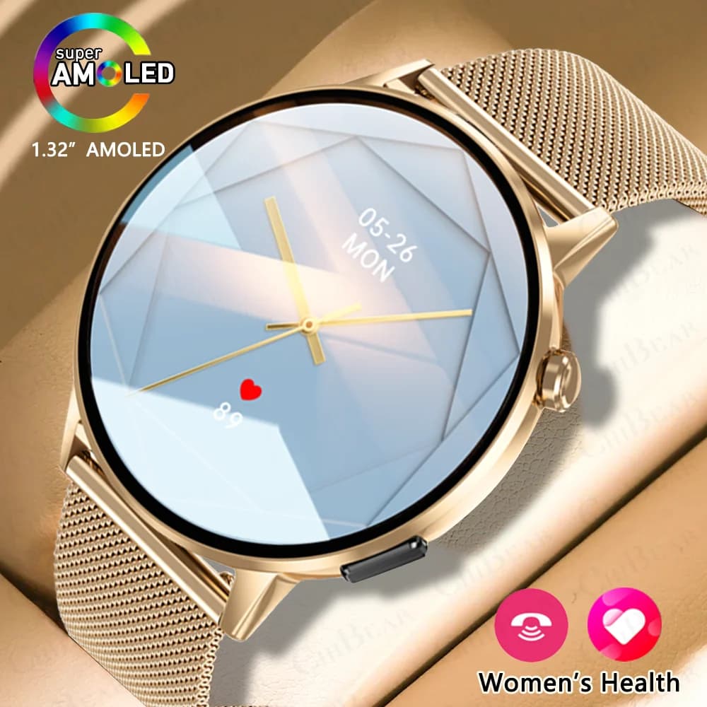 2025 New 1.32''HD AMOLED Screen Smartwatch Women’s Health Sleep Monitoring Wireless Bluetooth Call Music Control Smart Watch