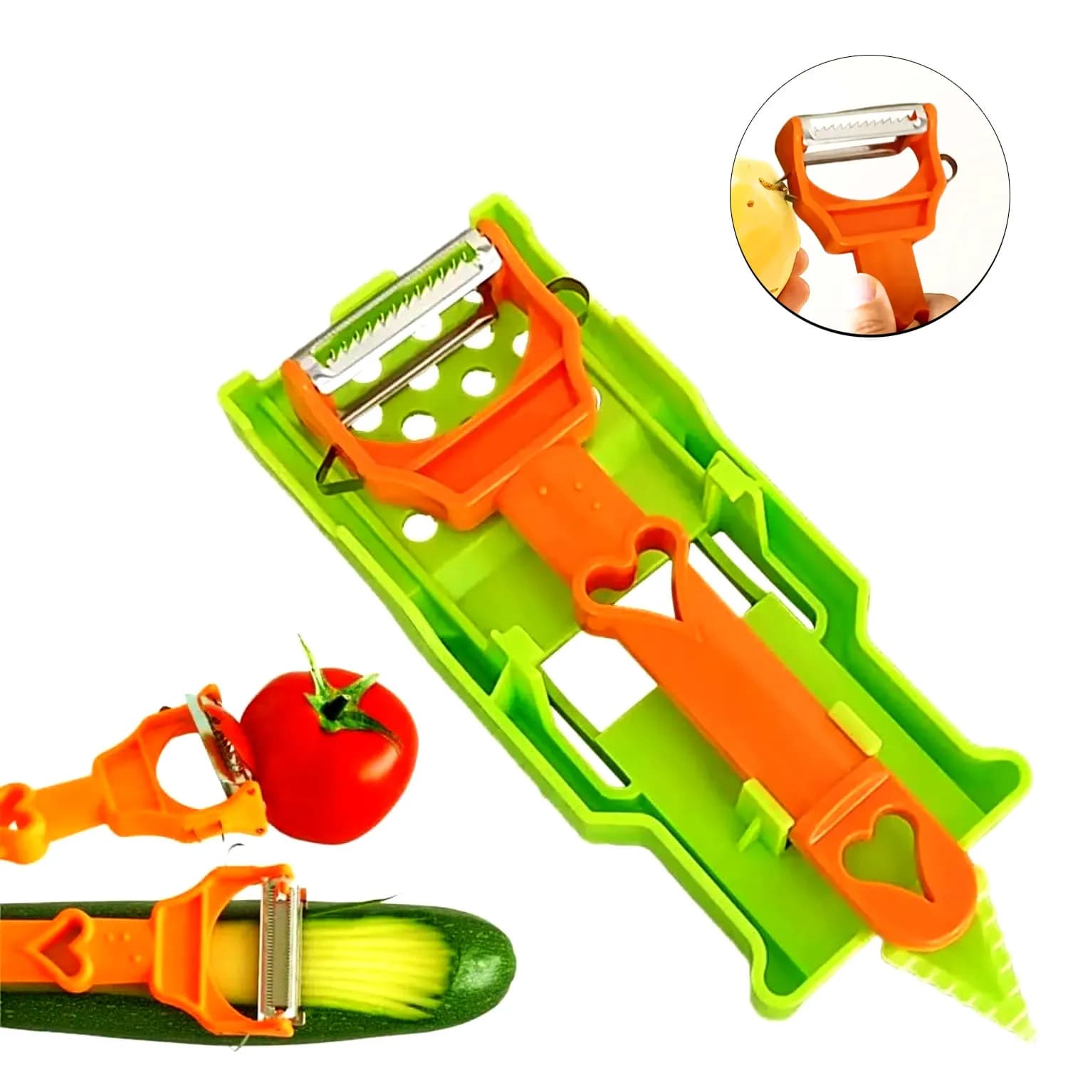 Multi Pelapatate Affettatrice portatile in acciaio inossidabile Affettatrice per verdure multifunzionale 2 in 1 per la cucina domestica