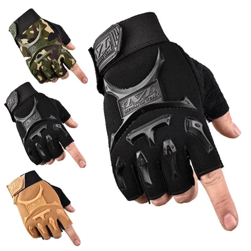 Men's half finger tactical gloves, non-slip and wear-resistant for shooting, hunting, training, cycling, gym, outdoor sports