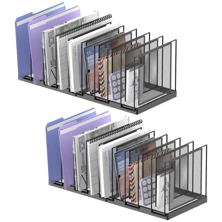 Organizzatore di file da scrivania, portadocumenti verticale, cartella di file da tavolo in rete, supporto per organizer di file in metallo per ufficio, casa, aula, nero,