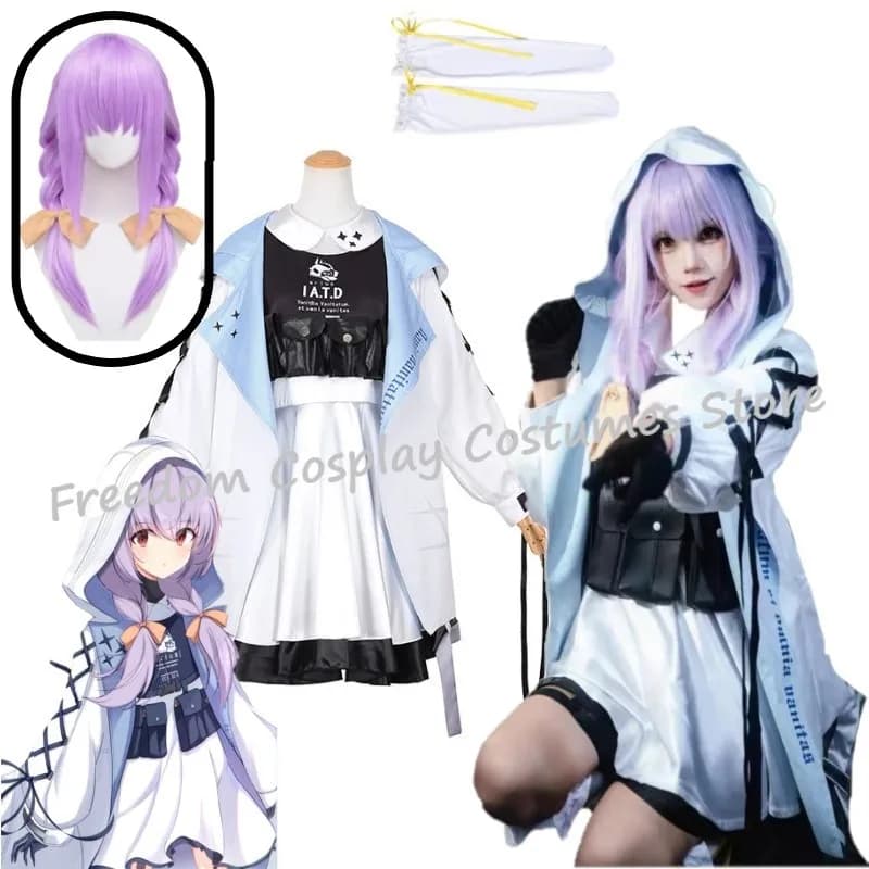 Blu Archivio Hakari Atsuko Costume Cosplay Parrucca Copricapo Donna Carnevale Halloween Carnevale Festa Gioco di ruolo Abiti Capelli viola
