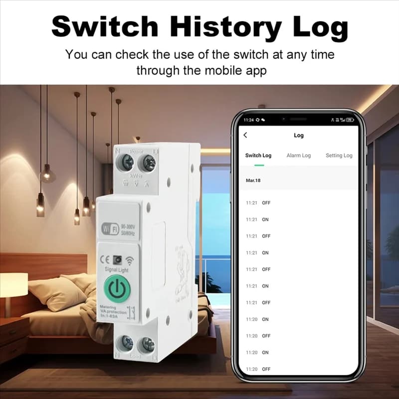 B29C-Wifi Smart Circuit Breaker Power Rail Switch Timing Voice Mobile Phone Control 1-63A With Metering