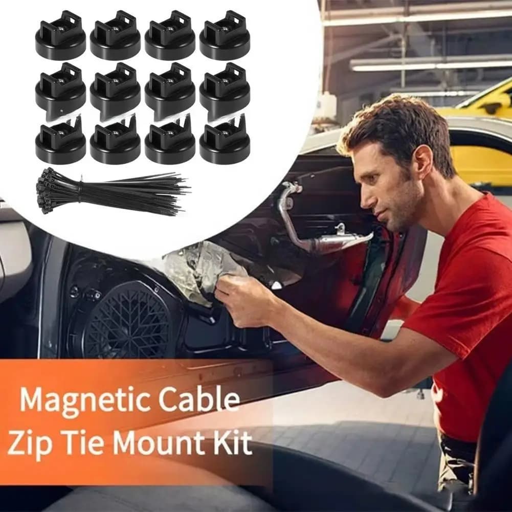 Organizzatore di cavi magnetico per auto da 12/15/20/28 pezzi, fascette fermacavi magnetiche in plastica resistente per la gestione dei cavi