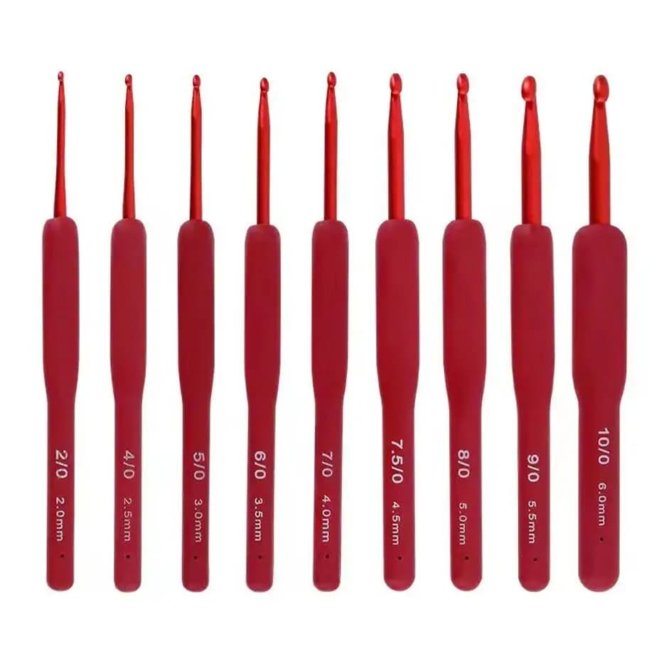 Colorful Soft Plastic Handle Alumina Metal Head Crochet Hooks Knitting Needles Set Knitting Tools Sweater Needles for Weave