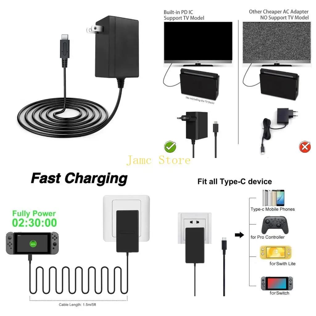 LX0B AC 100-240 V Tappi da viaggio da viaggio Adattatore alimentatore per switch NS