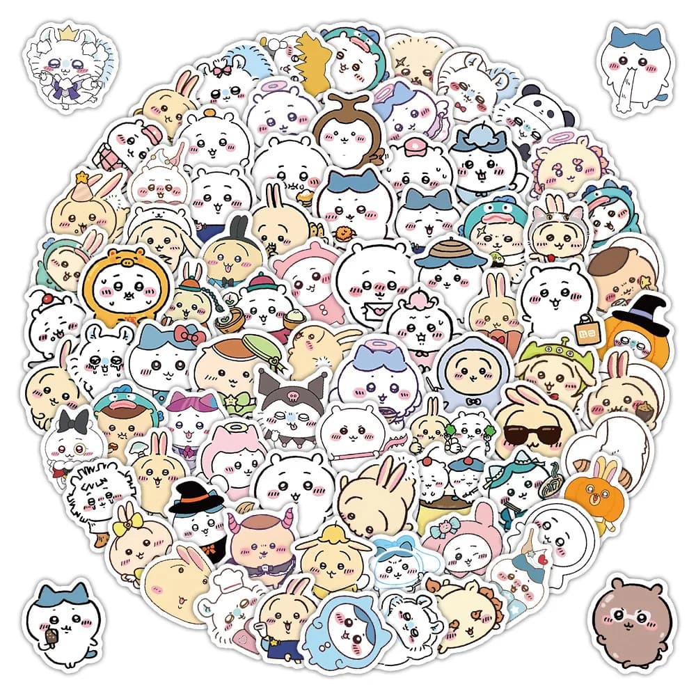 102 Wall decal Cartoon Chiikawa, Stickers Hachiware Usagi, Wall decals Momonga for Quaderni, Cellular Phones, Tablet and Notebook