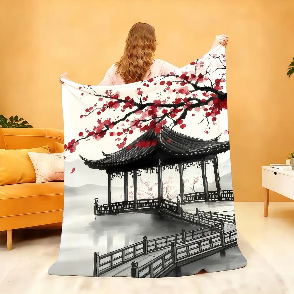 Plum Blossom Blanket Soft Throw Blanket for Home Bedroom Bed Sofa Picnic Travel Office Rest Cover Blanket Gift