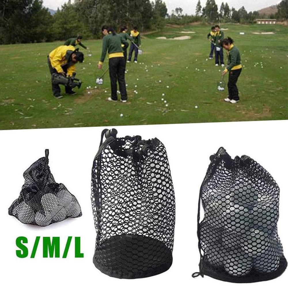 for Gym Lightweight 16/32/56 Ball Nylon Sports Mesh Net Black Golf Ball Bags Golf Storege Bag Golf Mesh Bag Drawstring Pouch