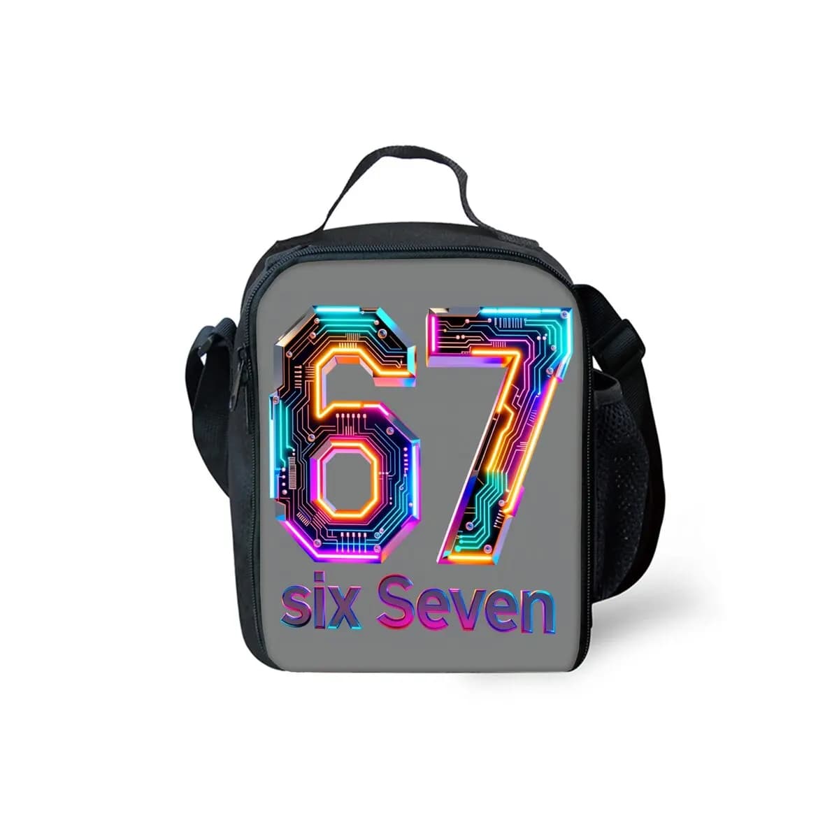 Borsa Termica per Pranzo con Stampa Colorata del Numero 67, Tracolla, Design 2D Cartone Animato per Ragazzi/Ragazze, Contenitore per Picnic e Conservazione Alimenti