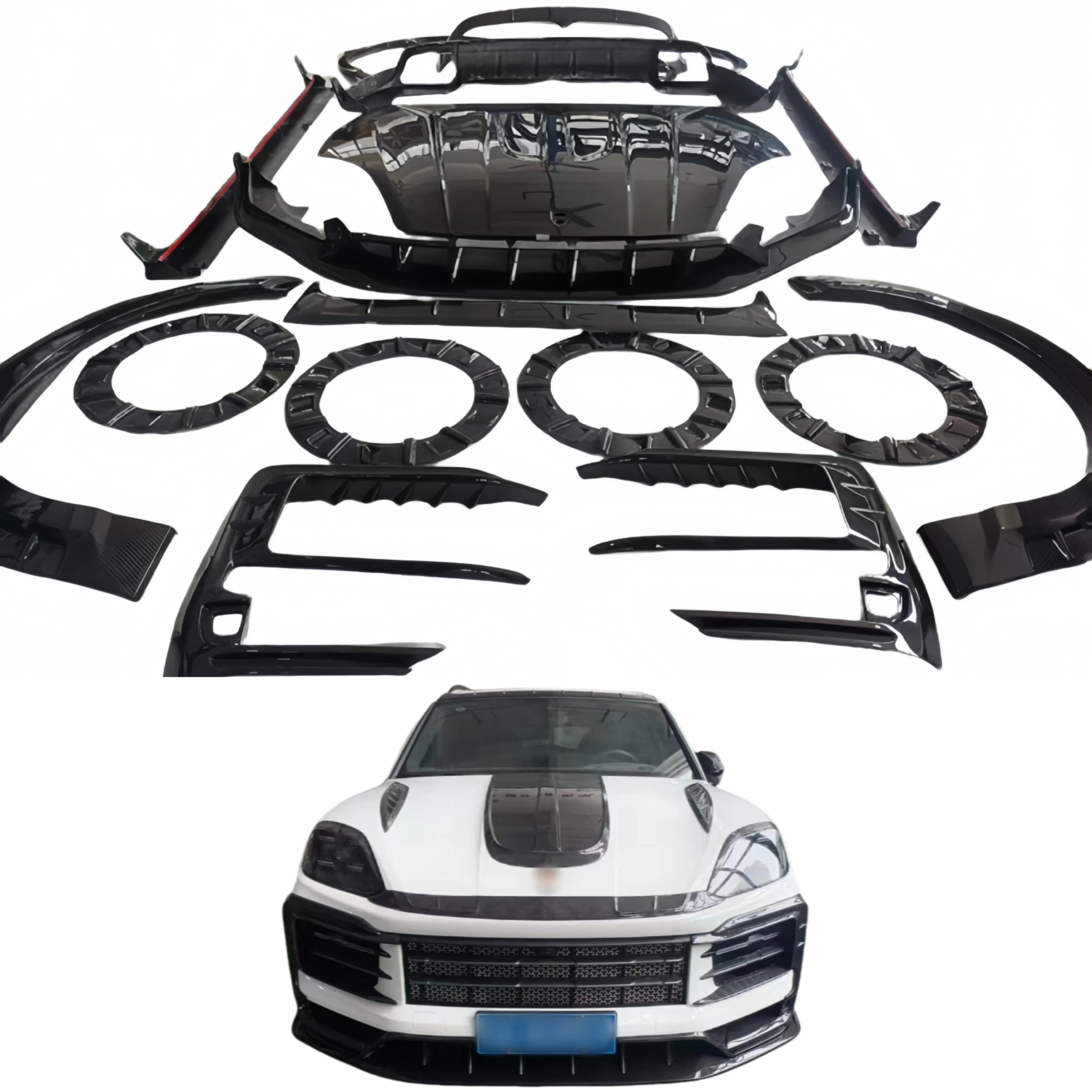 Kit Completo in Fibra di Carbonio Dream Garage per Nuovo Cayenne 9Y0 9YB 2024: Cofano, Labbro Anteriore, Diffusore Posteriore, Passaruota e Minigonne Laterali