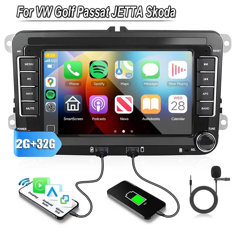 Autoradio Android XFY per Volkswagen Golf 5 6 Polo Passat B6 B7 CC Skoda Jetta Universale Multimediale con Wifi GPS Navigazione e Car Play