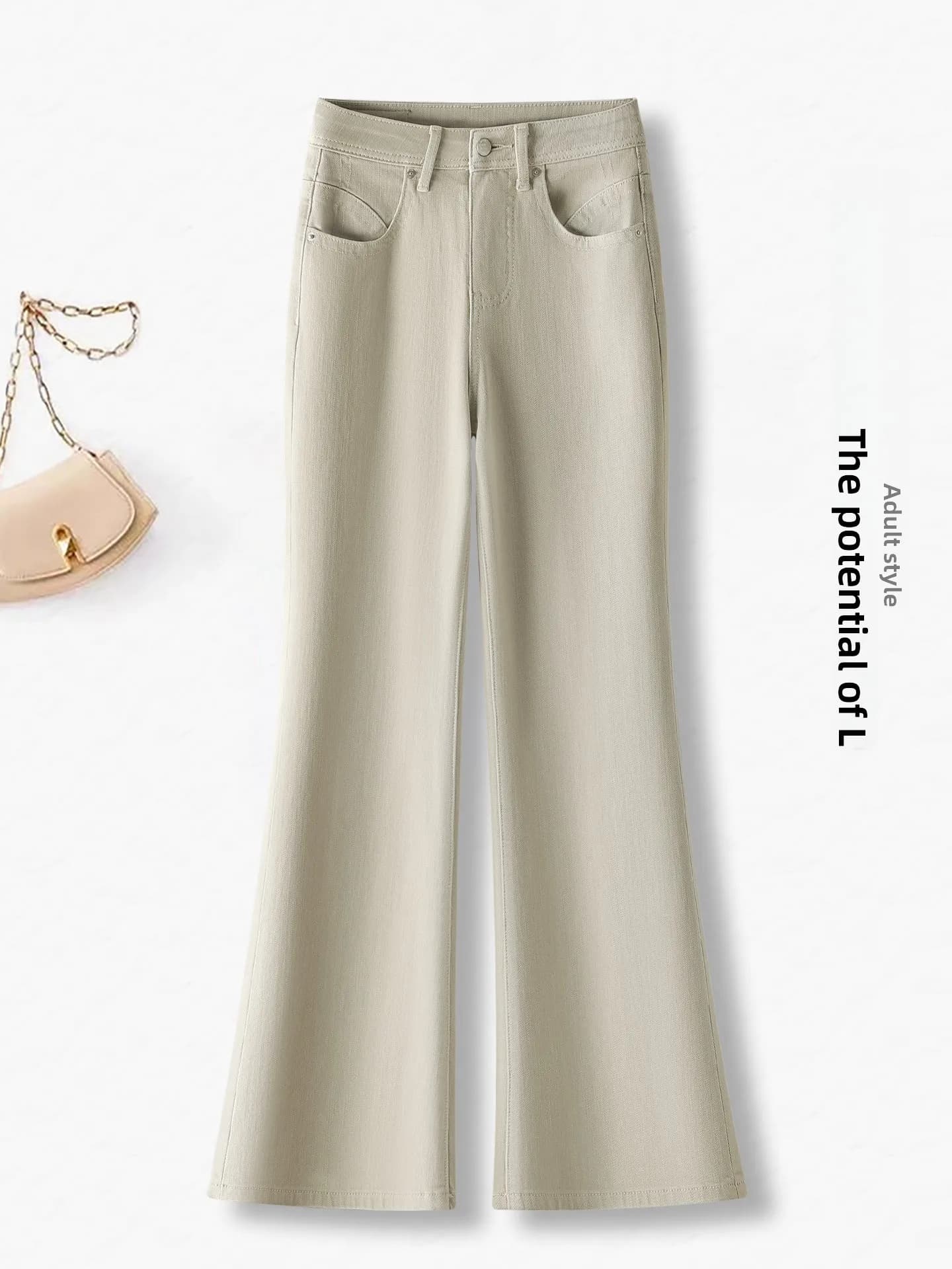 Jeans a Zampa d'Elefante a Vita Alta Modellanti da Donna, Stile Casual in Denim Elasticizzato Misto Cotone, Pantaloni Svasati a Vita Alta, Moda Primavera