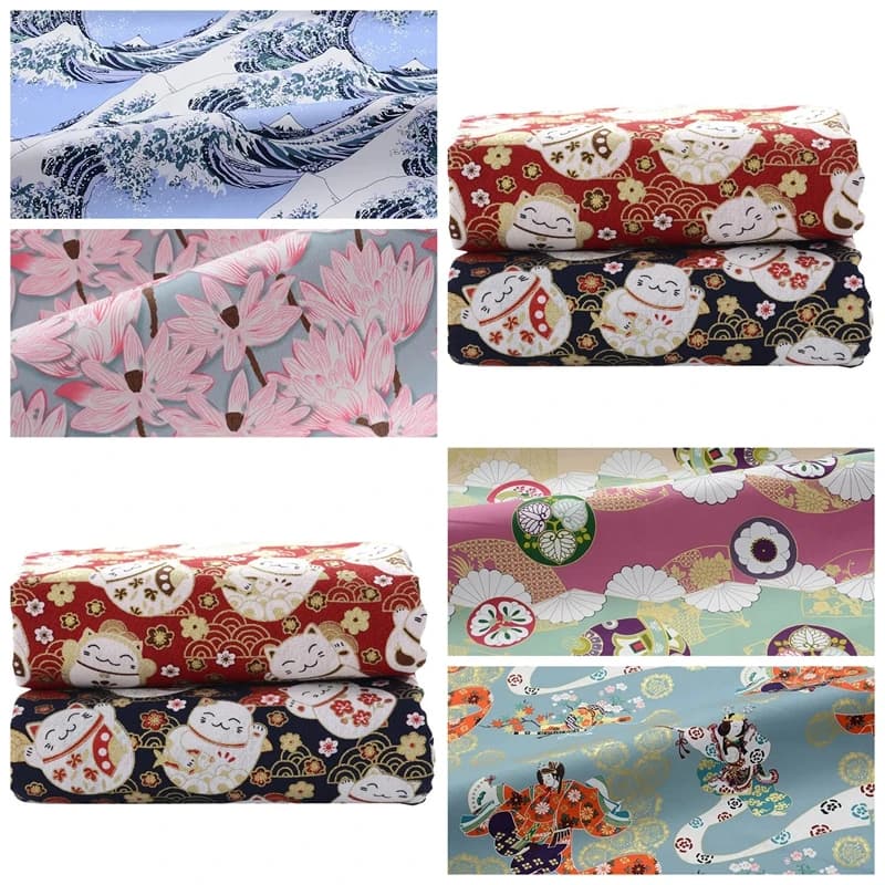 Pure Cotton Bronzing Japanese Fabric By The Meter for Clothing Hanfu Dress Curtains Bags DIY Sewing Comfortable Breathable Cloth