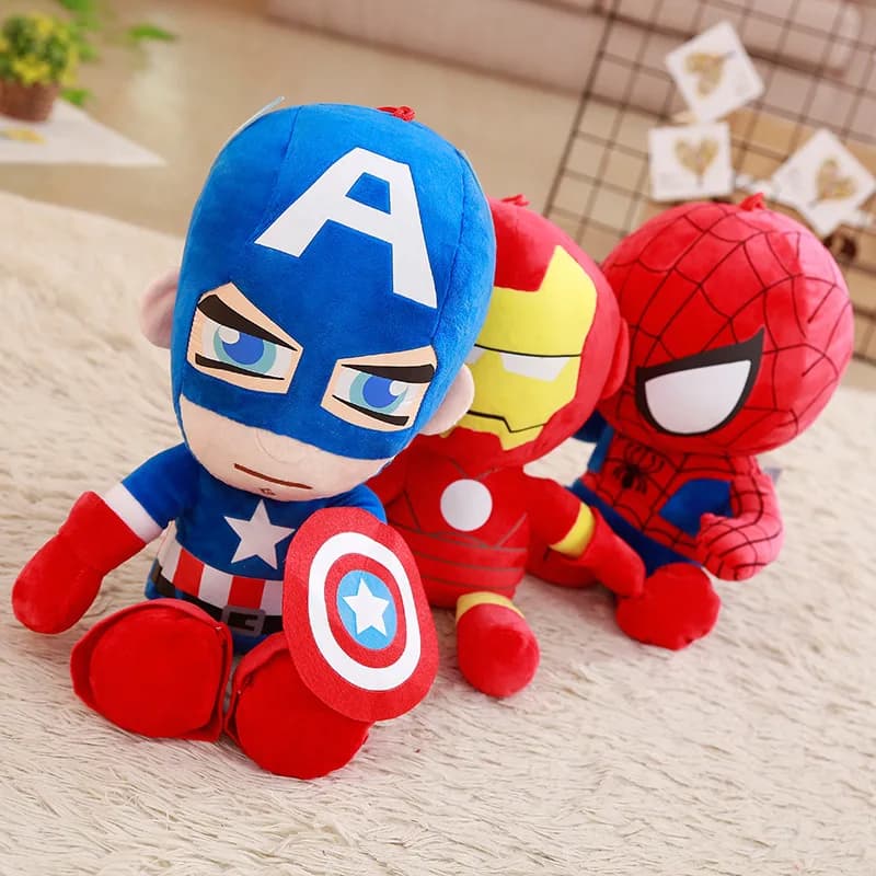 Peluche Marvel Avengers 25cm, Spiderman, Capitan America, Iron Man, Morbido Pupazzo Eroe per Bambini, Regalo di San Valentino, Film