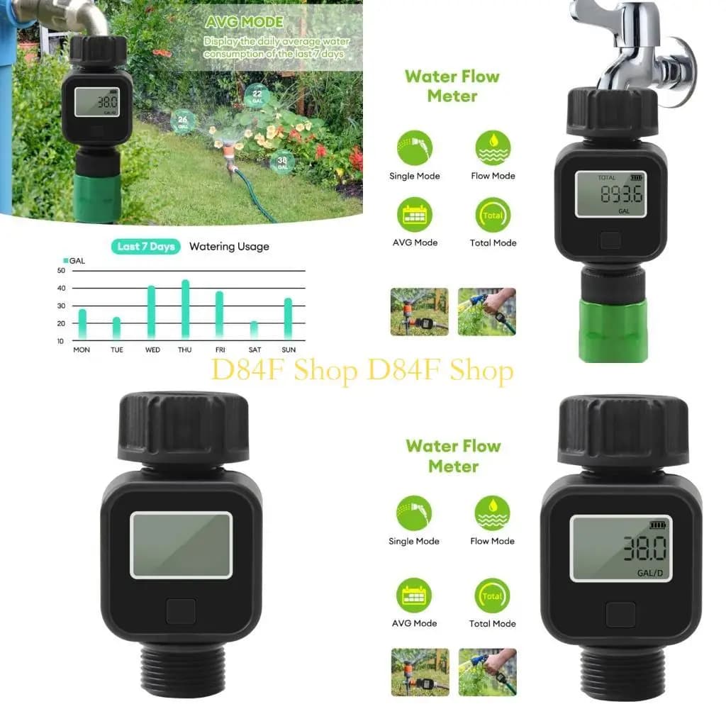 D84F Digital Water Flow Meter Standard 3/4" water meter for outdoor garden pipe, for