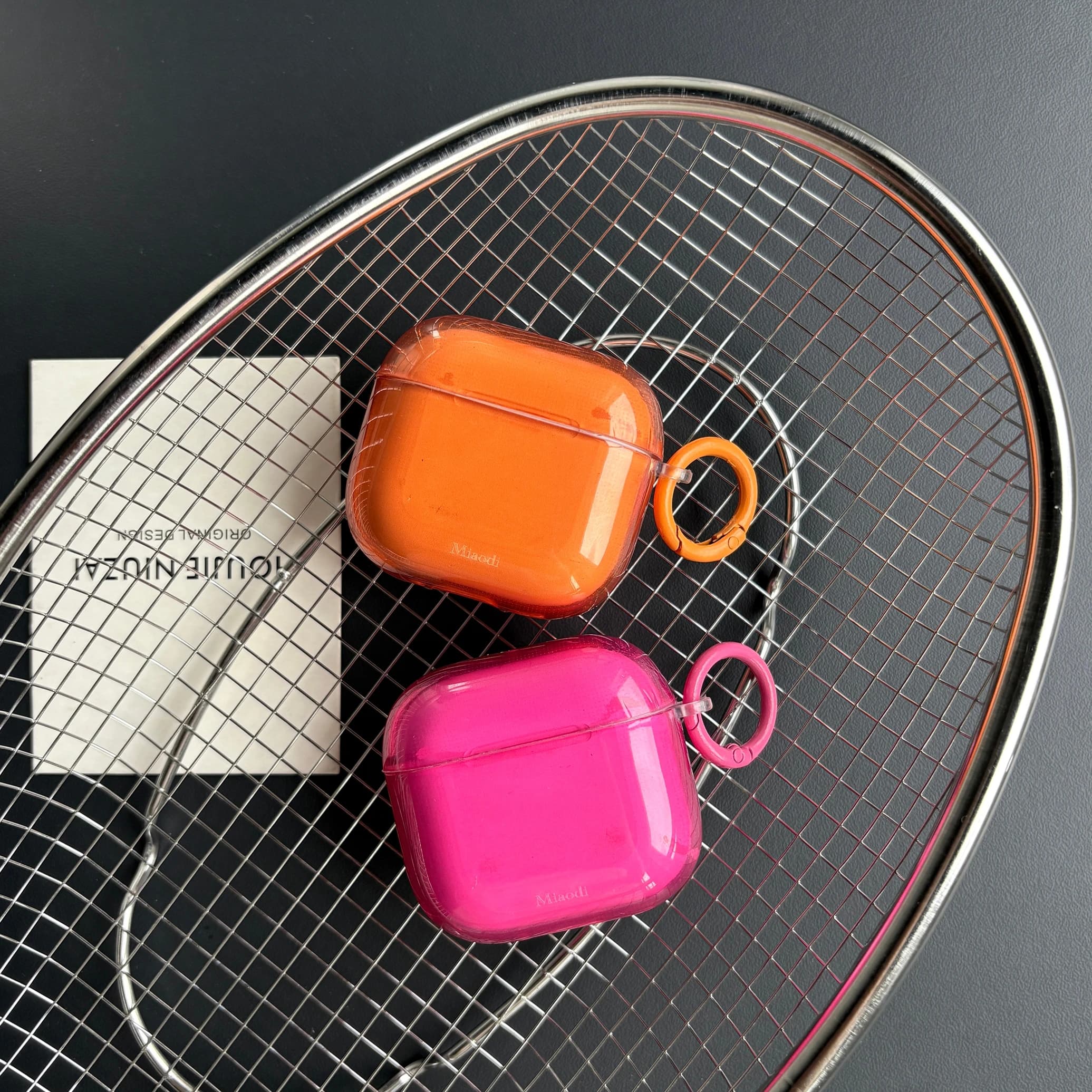 Fashion Minimalist Transparent Rose-Pink Orange Glossy Protective Earphone Case Cover Case For AirPods 1 2 3 4 Pro Pro2 Pro3
