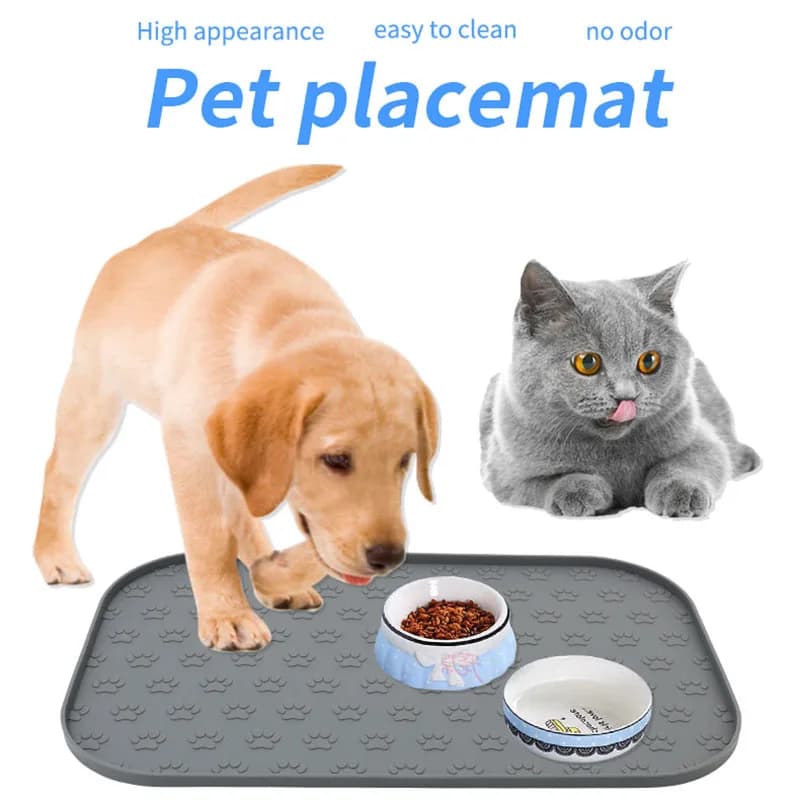 Tovagliette in silicone per animali domestici beige/cachi/grigio/nero, tovagliette per alimentazione cani, rettangolari con stampe a zampa, tovagliette quadrate per mangiare animali domestici