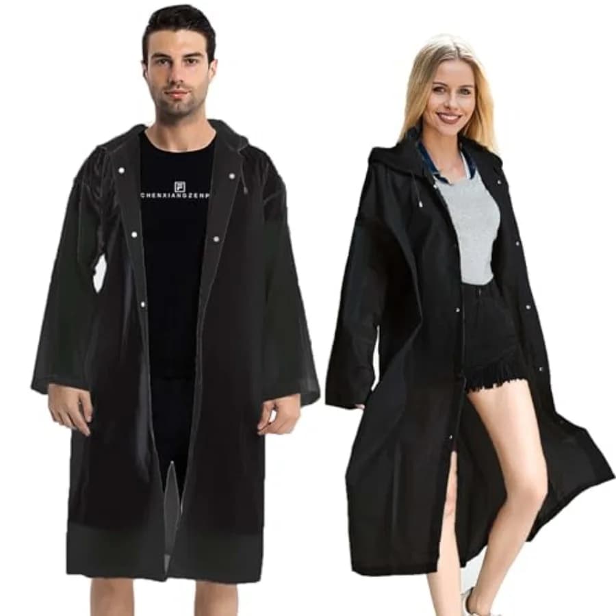 COOY Rain Coats 2 Pack - Reusable EVA Rain Ponchos For Adults Rain Jackets Raincoats For Men Women
