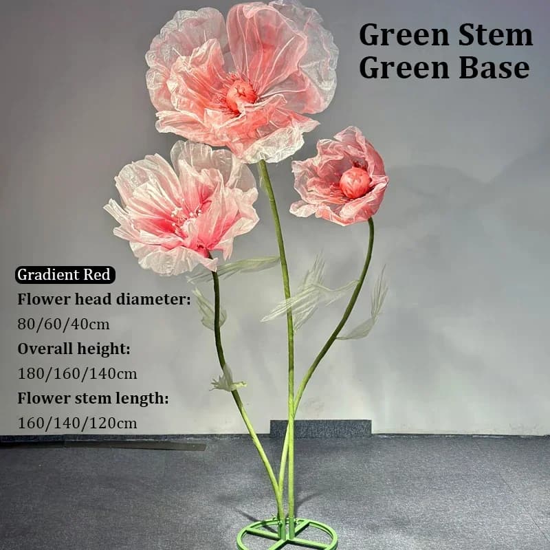 Fiori artificiali da 180 cm Grande filato di seta Fiore di papavero Strada di nozze Fiore di piombo Vetrina Decorazione del giardino Decorazioni per la casa per feste