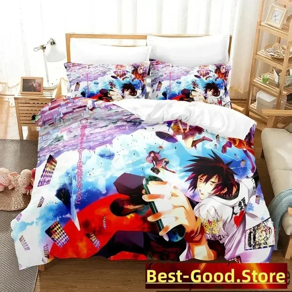 Top 3D Anime No Game No Life Set biancheria da letto Set letto stampato con federa Copripiumino morbido Queen King Size Biancheria da letto Casa
