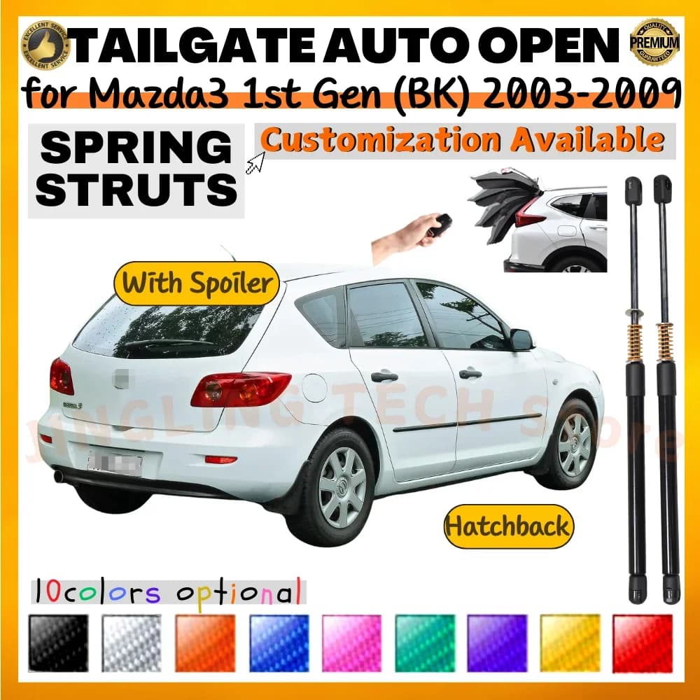 2 Ammortizzatori per Portellone Posteriore con Molla per Mazda3 Hatchback 1a Gen (BK) 2003-2009 con Spoiler