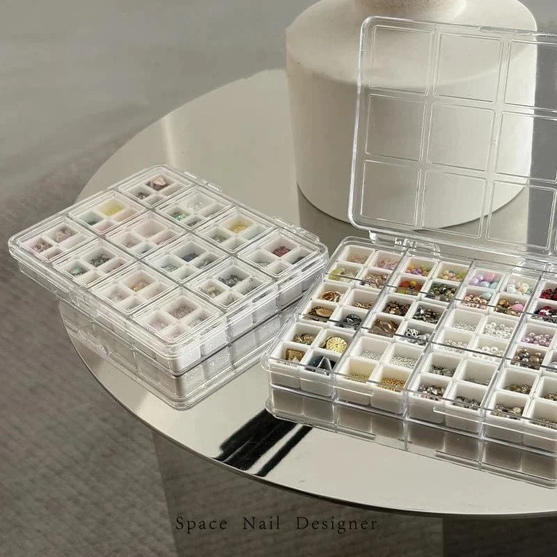 Scatola Portaoggetti per Gioielli Trasparente in Stile Artistico per Orecchini e Accessori per Unghie