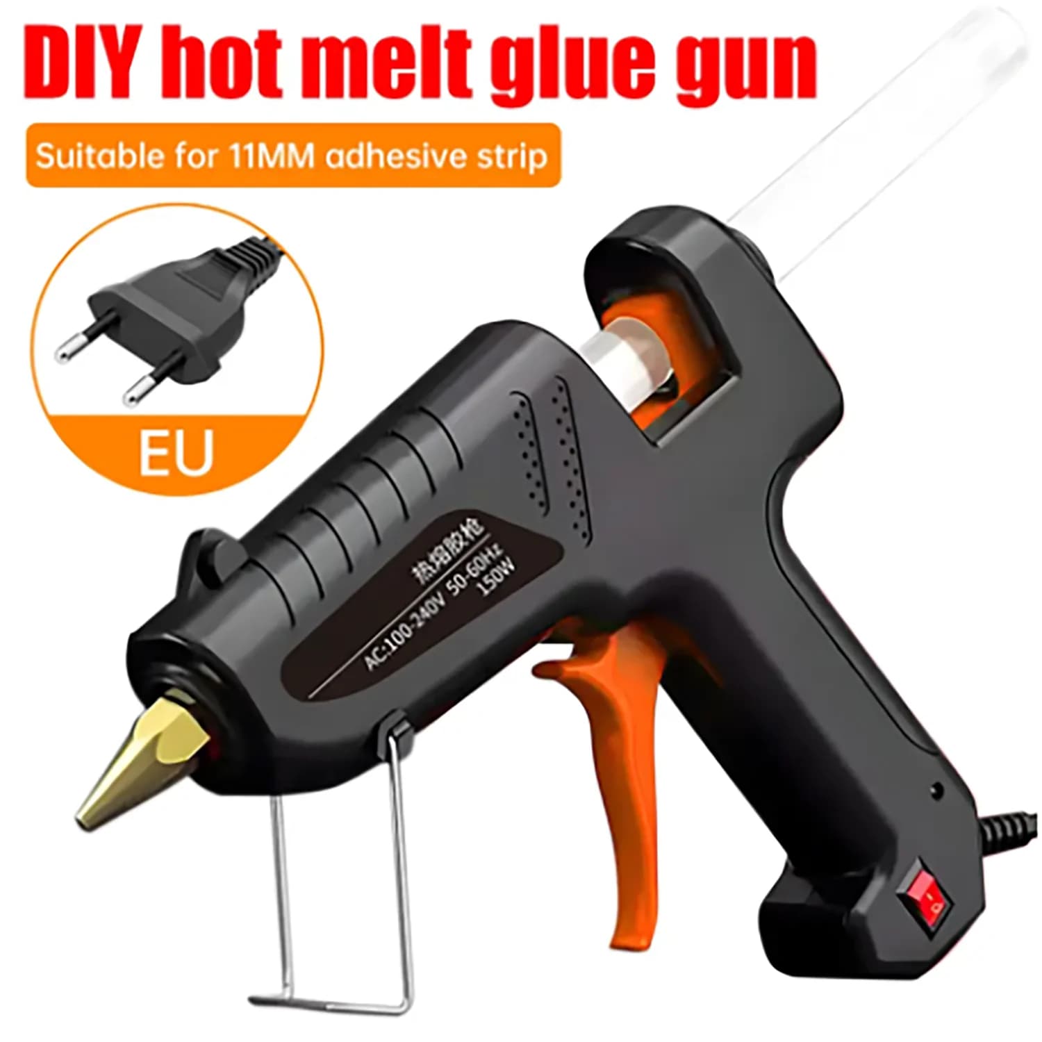 Pistola per colla elettrotermica domestica per colla stick da 11 mm Pistole termofusive industriali Temperatura di calore Strumento di riparazione termoelettrica