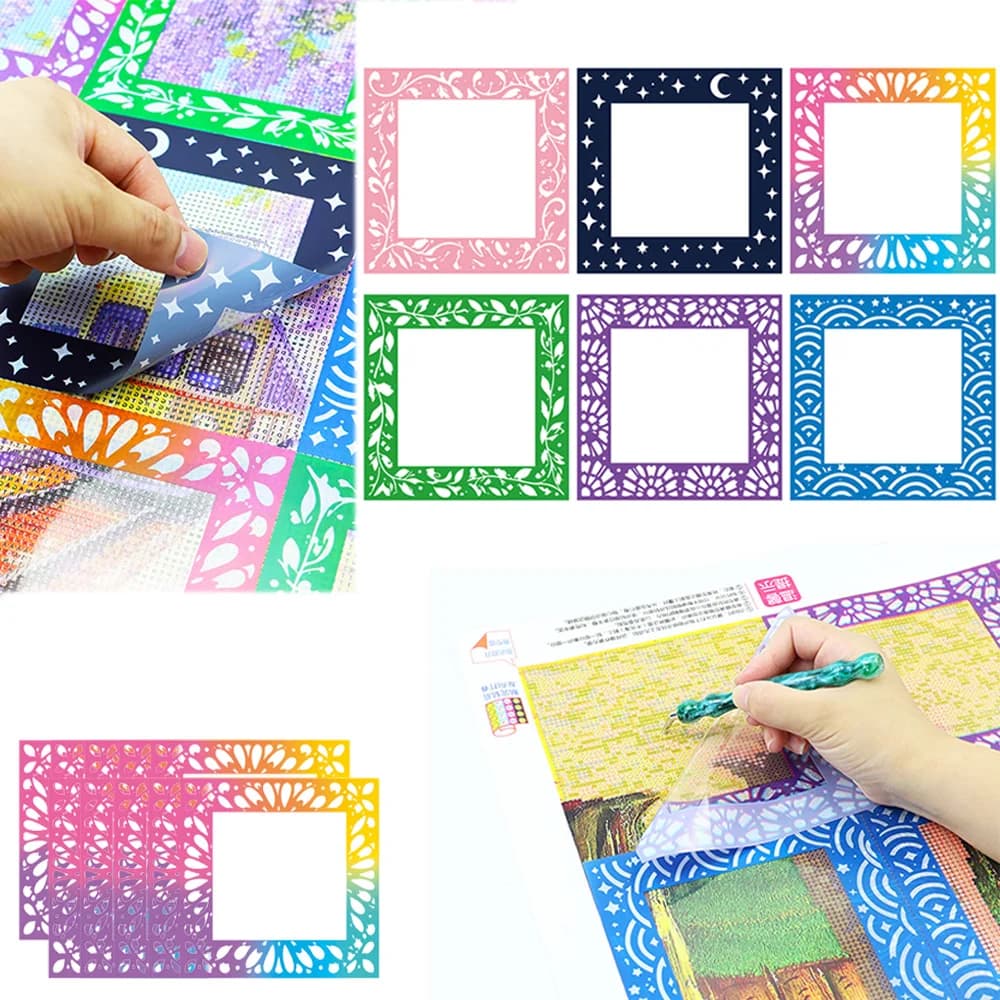 6/30PCS Diamond Painting Release Film 4x4 inch 10cm Reusable Plastic Protective Frame Cover ,Non-stick Release Paper 6 Patterns