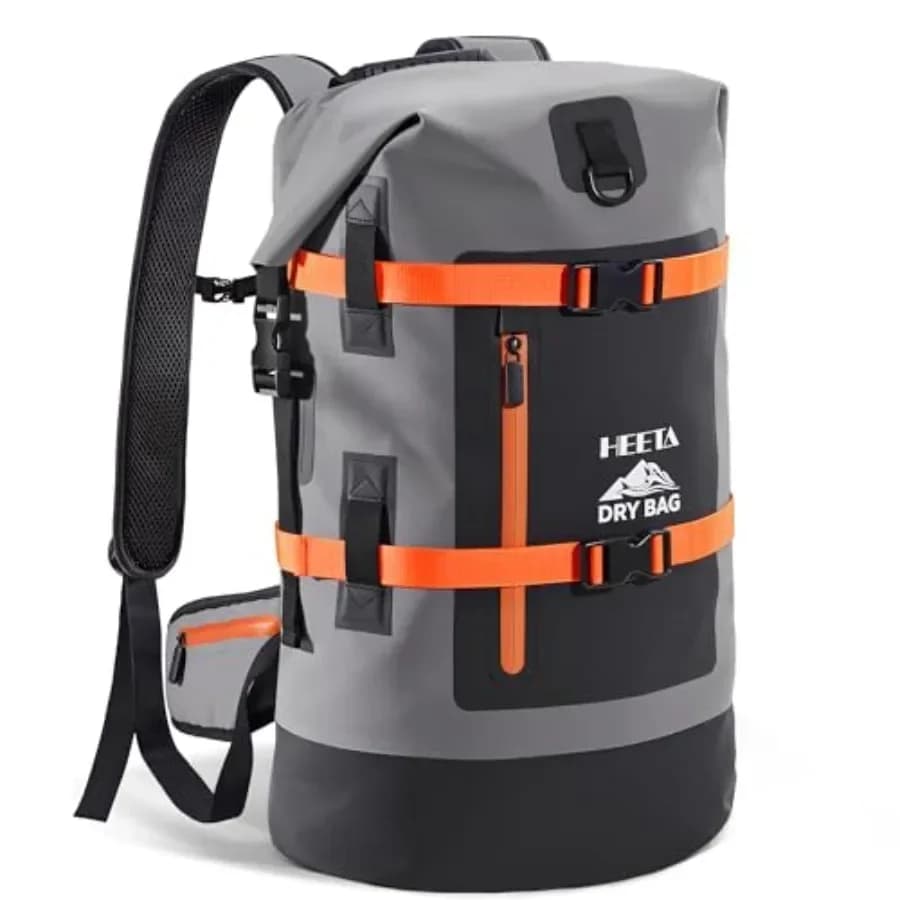 Zaino Impermeabile 40L per Uomo e Donna, Zaino da Escursionismo Resistente con Chiusura Roll-Top e Imbottitura per Kayak, Canottaggio e Paddleboard