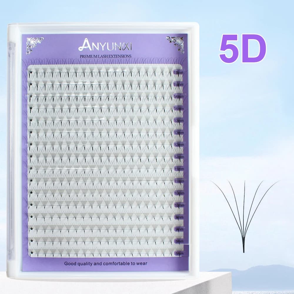 Preformed Eyelash Vents 5D 6D 10D 12D 14D 16D 20D, Individual Eyelash Extensions with Clipboard, 320 Vents in Finta Visone