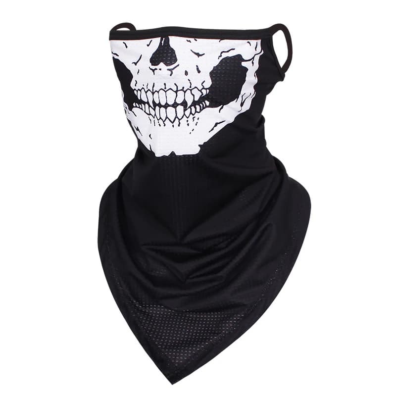 Sciarpa sportiva unisex con teschio Bandana multifunzione Passanti per le orecchie Ghetta per il viso Stampa 3D Protezione solare esterna Copricapo da motociclista sottile