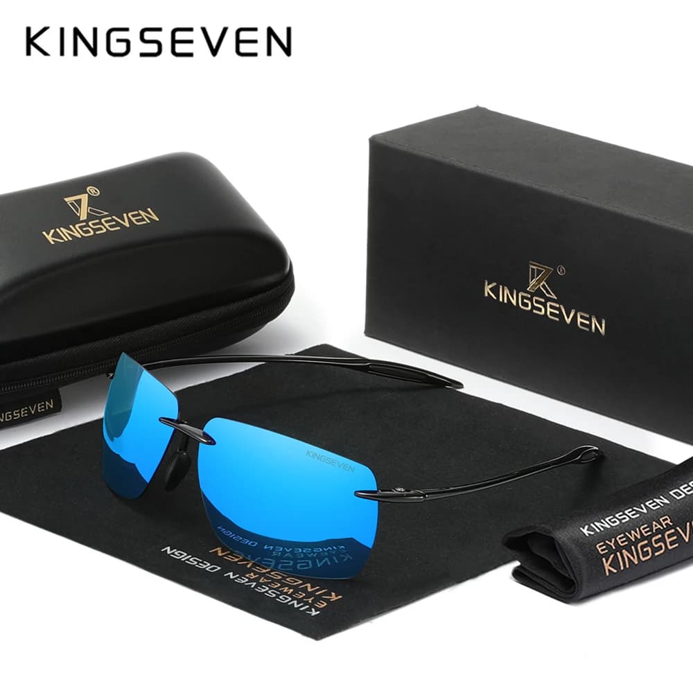 KINGSEVEN Occhiali da sole senza montatura Polarizzati Rettangolo Moda Popolare UV400 Donna Uomo Piccoli occhiali quadrati Donna Uomo Occhiali estivi